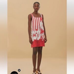 Red Floral Chain Stripes Mini Dress